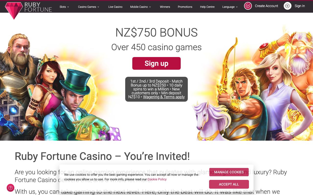 Ruby Fortune casino lobby