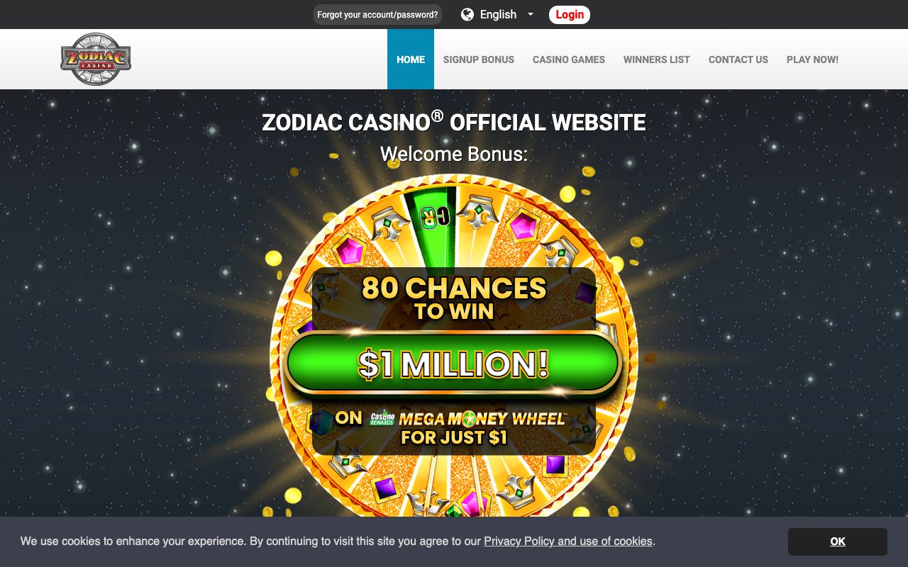 Zodiac Casino lobby